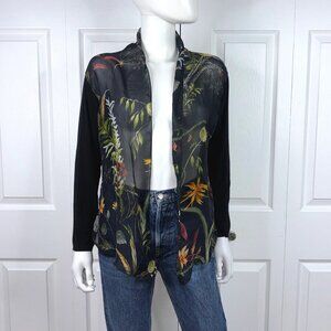 M MADE IN ITALY women's Floral mesh cardigan size large